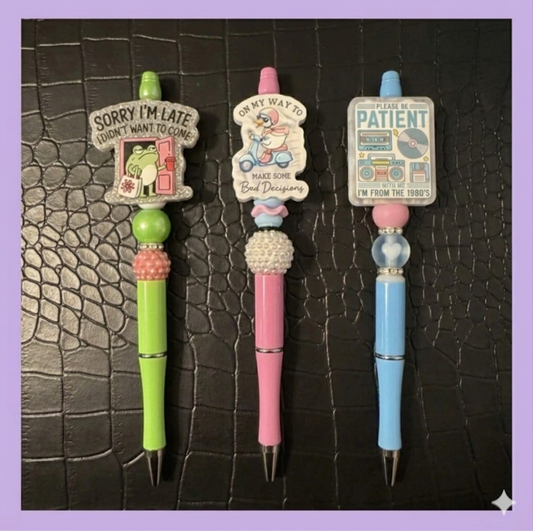 Cute Saying Acrylic Flatback Pens